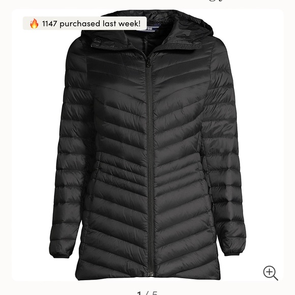 Lands' End Jackets & Blazers - XL Lands’ End Coat Women's Wanderweight Packable Down Hooded Long Jacket